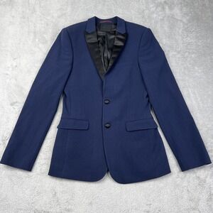 Asos Jacket Mens 36 Blue Black Blazer Polyester Blend‎ Short Jacket Formal